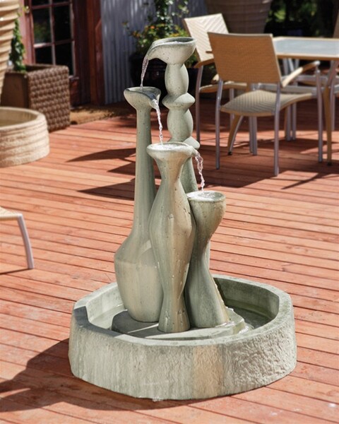 Spindle Garden Fountain Modernized Decor Unique Cast Stone